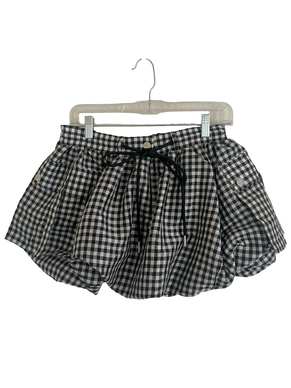 Ganni Checked Gingham Recycled Taffeta Crinkled Mini Skirt EU 34 / US 4